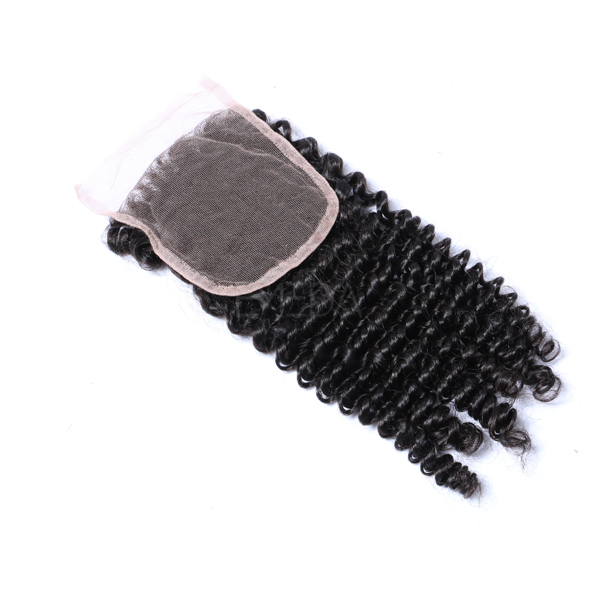 High quality hair extensions with lace closure kinky curly remy hair WJ027